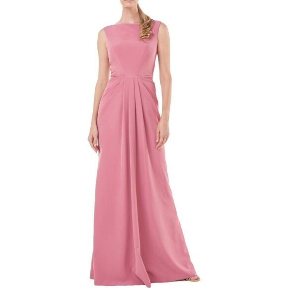 Kay Unger Sansa Womens Size 4 Pink Pleated Bateau Neck Sleeveless Formal Gown - Picture 1 of 14